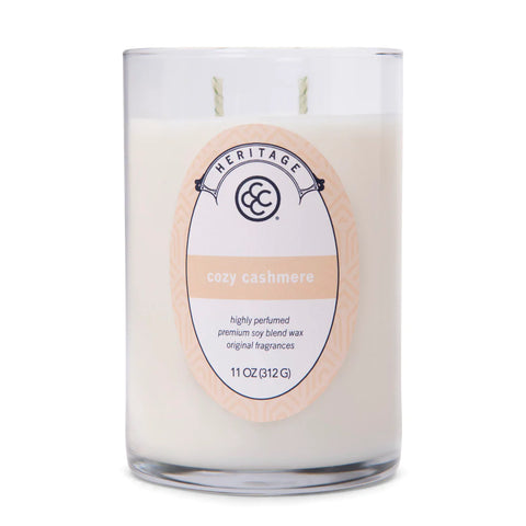 Cozy Cashmere 11oz ~ 2 Wick Cylinder Candle ~ WHITE WAX